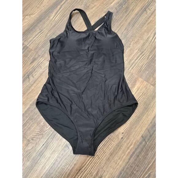 Jones New York Black One Piece Swimsuit L NWT $75 Cross Back Built-In Bra - Picture 4 of 10